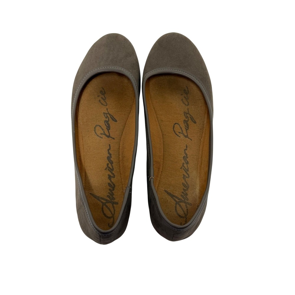 American Rag Cie Gray Suede Ballet Flats Round Toe Slip On Women Size 9 Feminine